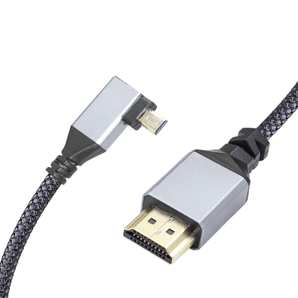 RIIEYOCA 4K Micro HDTV to HDTV Adapter Cable,90 Degree Left Angle Micro