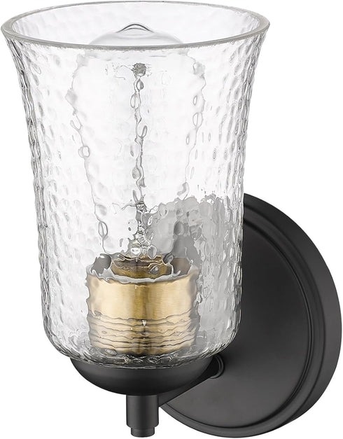 ML 10101-MB 1 Lighting | Abilene Collection | | Light Wall Sconce in Matte Black Finish with Clear Chiseled Glass Shade