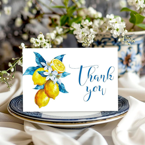 50 Pack Summer JarThenaAMCS Mediterranean Lemon Thank You Cards Watercolor Lemon Greeting Cards With Envelopes Stickers