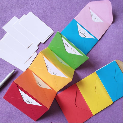 Supla 140 Sets Colorful Mini Envelopes with White Blank Note Cards, 14 Colors Tiny Pocket Envelopes for Small Gift