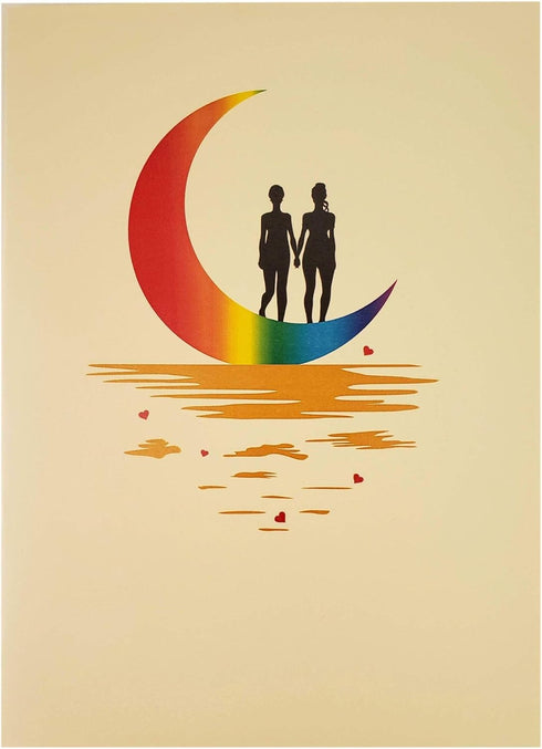 iGifts And Cards Love You To The Moon And Back Lesbian Couple 3D Pop Up Greeting Card for Valentine's Day, Wedding,