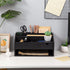 Wood Desk Drawer Organizers with File Organizer and Pen Holder, Black Office Decor Combo for Desk Organization