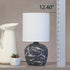 LT1170-BLK 12.4" Simple Designs Chic Glow Rounded Marble Inspired Concrete Table Lamp with Fabric Shade, Bedroom