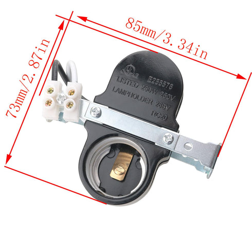 CHENJIN E26 Dual Lamp Socket with 1/8 Bracket Electric Wood Double Fork Lamp Holder Resin Base Dual Cluster Lamp Base with Terminal Lamp Socket for Chandeliers Ceiling Lights Floor Table Lamps Black