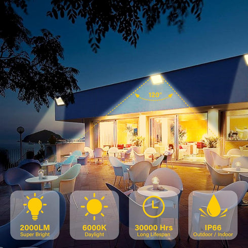 SKYWORLD 2 Pack LED Flood Lights Outdoor, 20W 2000LM Waterproof Security Lighting for Garden, Yard, Garages, Patio