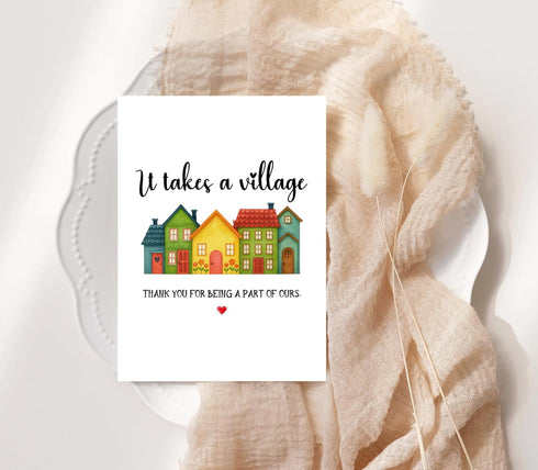 NKPDesigns It Takes A Village Card - Thank You - Cute Appreciation Card - Meaningful - Funny Greeting - Gift For Mom