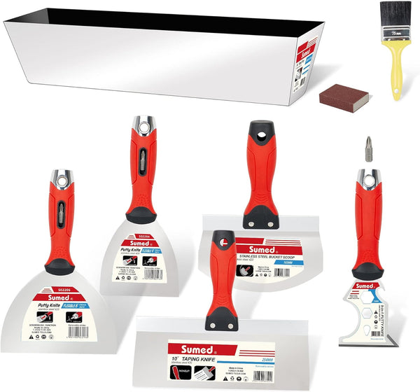 Drywall Hand Tool Kit,Stainless Steel Putty Knife Set Including Joint Knife Taping