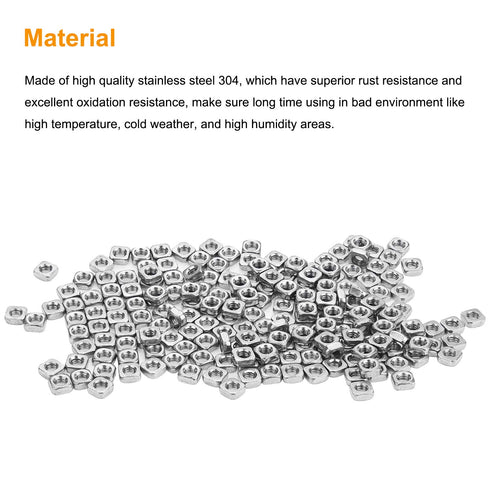 200 Pieces 304 Stainless Steel M3 Square Nuts