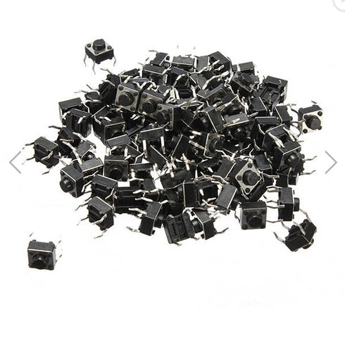 100Pcs 6x6x5 mm Miniature Micro Momentary Tactile Tact Touch Push Button Switch Quality Switch SPST Miniature/Mini/Micro/Small PCB