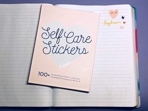 WORLD TRAVELER Free Period Press Sticker Book Folio - “Self Care Stickers” Hardcover Sticker Pad with Puffy Stickers,