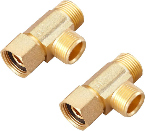 Litorange 2 PCS Lead-Free Brass Angle Stop Add-A-Tee Valve - 3/8" Compression Inlet & Outlet