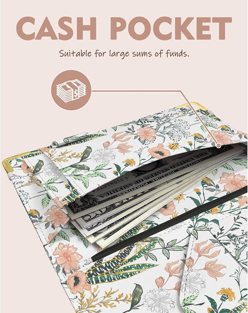 YeeCASE 2Pack Flower Server Book for Waitress with Zipper Pouch, Fits Waitress Apron,Receipt Holder with High Volume