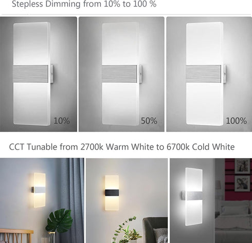 Dimmable Shell,10W Bright,1pcs Smart Wall Sconces,LED Wall Lights Works with Alexa,APP,Remote Control,Bedroom Living