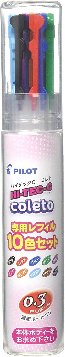 Pilot Hi-tec-c Coleto 5 Color Multi Pen Body Component, Navy, 0.3mm 10 Color Ink Refills