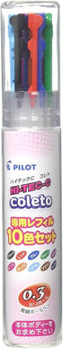 Pilot Hi-tec-c Coleto 5 Color Multi Pen Body Component, Navy, 0.3mm 10 Color Ink Refills