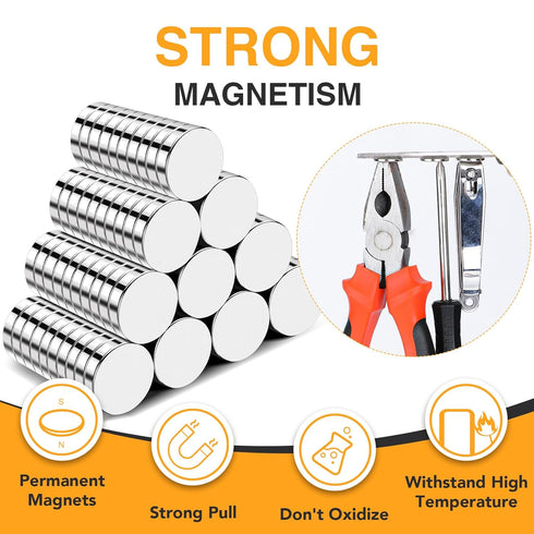 TRYMAG Small Strong Magnets, 120 Pcs Neodymium Rare Earth Magnets for Crafts, Heavy Duty Round Refrigerator Magnets