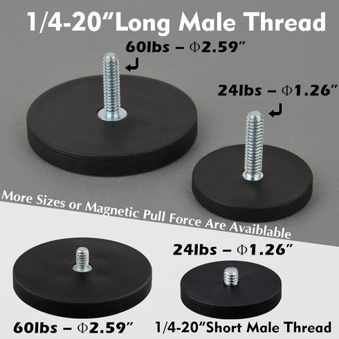 MUTUACTOR Neodymium Rubber Coated Magnet, 1/4-20, 4PCS Heavy Duty Non-Scratch Magnets for Camera Mount