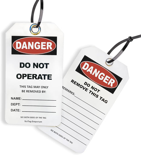 40 Lockout Tagout Tags, with 40 Zip Ties, Anti Static, Do Not Operate Tags, OSHA Compliant, Lockout Tags, Loto Tags, Tear Resistant & Weatherproof, 5.1"x2.9" | Lock Out Tags | by SciTag Emporium