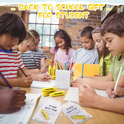Spakon 25 Sets First Day of School Gifts, Inspirational Erasers & Organza Bag for Students