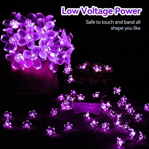50 ITICdecor Outdoor Solar Flower String Lights Waterproof LED Fairy Light Decorations for Christmas Tree Garden Patio