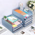 TecUnite 8 Pieces Stackable Blue Letter Trays for Desk, Rectangular Plastic File Organizer for Office Classroom Desktop
