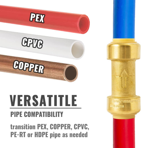 SUNGATOR 3/4 Inch Check Valve, No Lead Brass Push-to-Connect Plumbing Fittings for Pex Pipe, Copper, CPVC, PE-RT, Pack