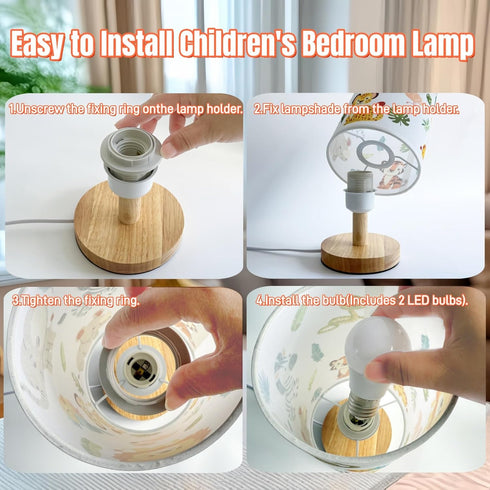 HFYCENYAN Room,3-Color Kids Table Lamp-Night Light for Boys LED Desk Lamp with Baby Elephant Zebra Giraffe Tiger