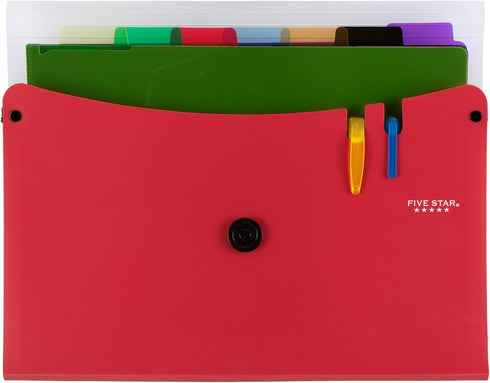 Five Star Expanding File with Removable Files, 7-Pocket Expandable File Folder, 13" x 10-1/4", Red (73944)