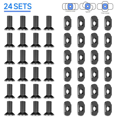 24 PCS Mlok Screws and Nuts Replacement Sets, M-Lok Rail Mount Screws & T-Nuts Accessories with Allen Wrench