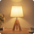 Small Tripod Table Lamp, Modern Nightstand Lamp with Fabric Shade, Boho Bedside