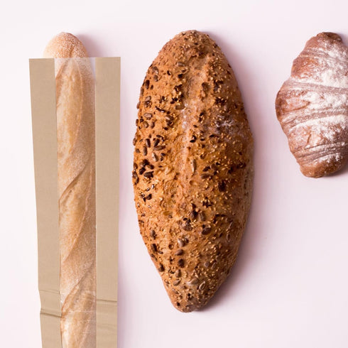 LOPUNER 25pcs Packaging, Long Kraft Paper Bread Bags with Window, Food-grade Bread Storage Bags for Baguette and Bakery