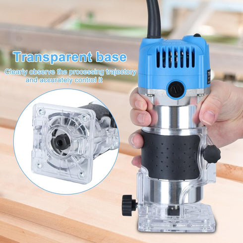 GIFZES 110V 800W Trimmer 1/4" 6 Wood Router Tool Compact Wood Router Tool for Woodworking, Electric Hand with Collets