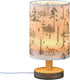 YYZZH Table Lamp Watercolor Woodland Animal Pattern Fox Rabbit Hedgehog Bird Nightstand Lamp with Wood Base Fabric Lamp