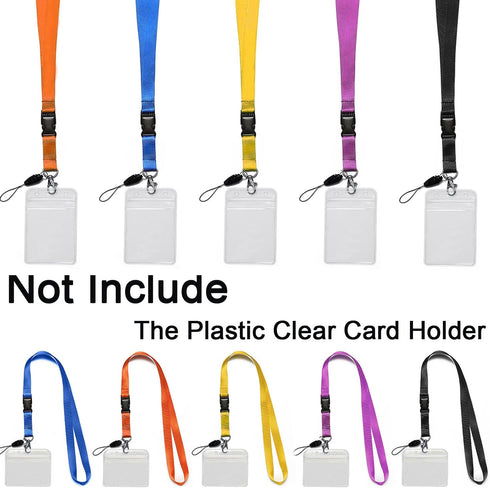 YOUOWO 5 Pack Nylon Neck Lanyards with Detachable Buckle, Breakaway Strap for ID Badge, Key, Phones, USB, Black, Blue,