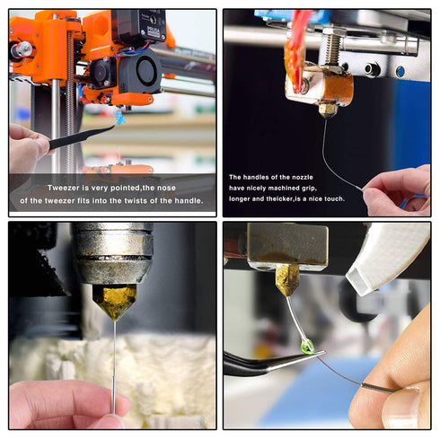 Aokin 13 Pcs 3D Printer Nozzle Cleaning Kit - 10 Pcs 0.4mm Needles and 2 Pcs Tweezers Cleaner