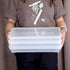 BTSKY 4 Pack A4 Plus Clear Plastic Stackable Storage Box, Desk Paper Magazine Container with Buckle for Organizing