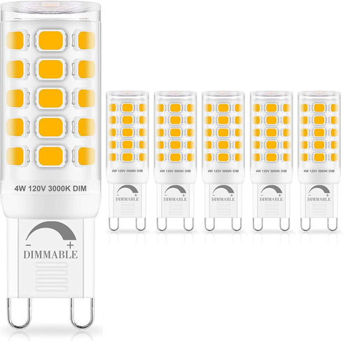Sailstar G9 LED Bulb Dimmable, 40W Equivalent, 3000K Warm White, 400 Lumens, G9 Bi-pin Bulb, 4W, 6 Pack for Chandeliers.