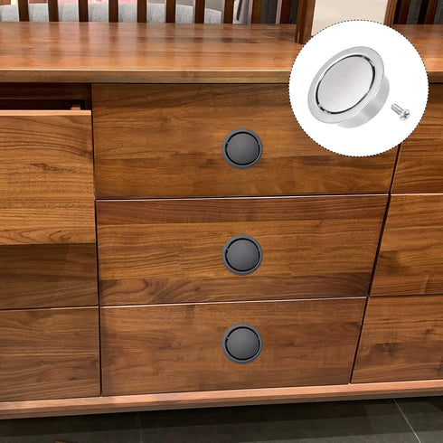 Circular Flush Pull Handle, 1Pcs 34mm/1.34" Zinc Alloy Recessed Handle with Screws for Drawer Sliding Doors