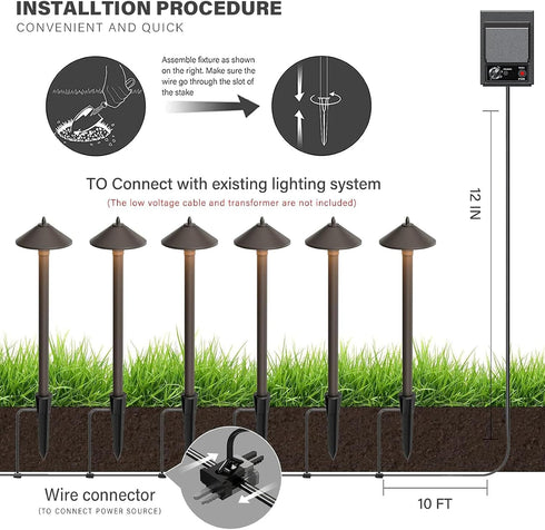 Generic 10W 2700k Low Voltage Pathway Lights Outdoor Landscape Lighting Warm White Walkway Lights Bronze Metal Pro