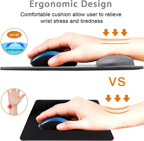 Mouse Pad Leather Wrist Rest Support, Ergonomic Memory Foam Mouse Wrist Rest Pad for Computer Pain Relief, Grey