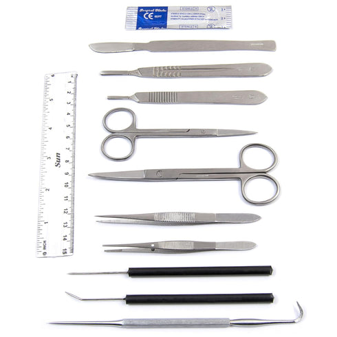 Stainless Steel Dissection Kit for Biology Lab & Anatomy, Scalpel Knife Set for Medical & Veterinary Students, 12 Pcs