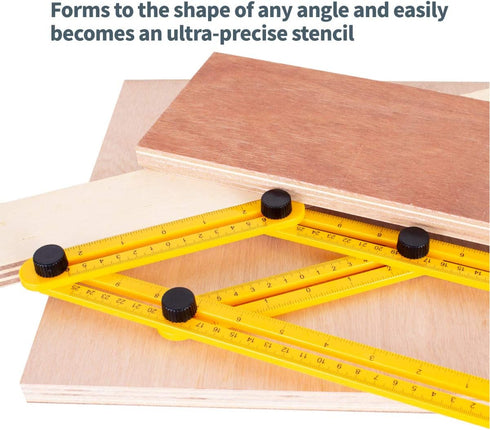 POWERTEC Multi Angle Measuring Ruler for Woodworking, Crafting, and Tile Cutting, ABS Plastic Angle Finder