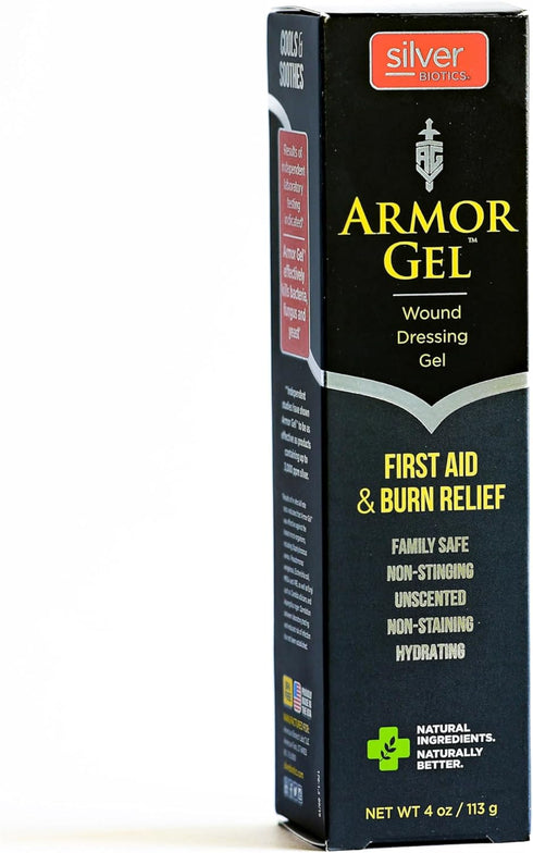 Silver Biotics Armor Gel Wound Dressing Gel | 4 oz | First Aid + Burn Relief 24 PPM