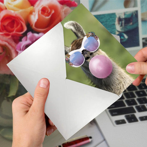 The Best Card Company Birthday Greeting Card - 5 x 7 Inch Envelope, Bday Balloon Llama Design