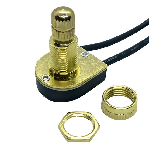 SwitchPrince ZE-106M E89885 2 3A 250VAC 6A 125VAC 3/8" Rotary Lamp Switch Replacement Repair Kit On Off with Brass