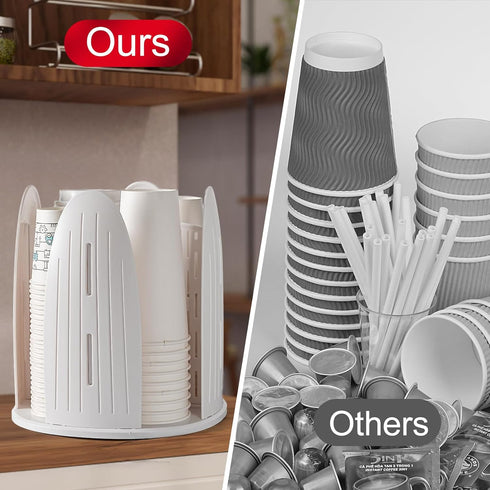 Countertops, 4 MYITYARD Rotatable Cup and Lid Organizer for Coffee Cup Dispenser, Paper Cup Holder with Compartments