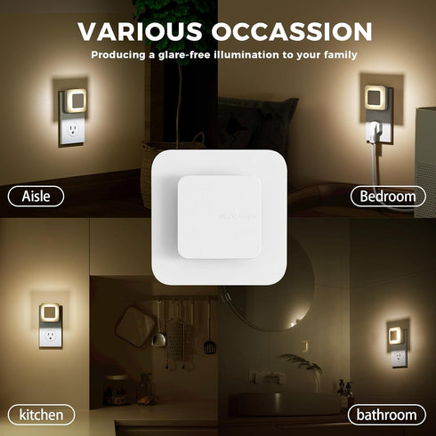 Hallway/Stairway/Bathroom/Bedroom/Kitchen,2 Packs Midea Backlit Night Lights Plug Into Wall for Sleep,Indirect Soft