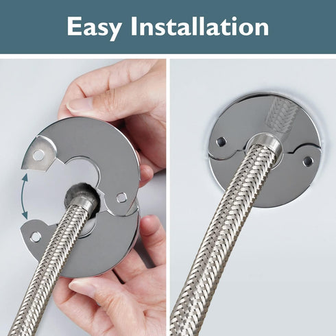 Plumbing Cover Plates, Stainless Split Flange, Hinged Floor and Ceiling Plates for 21mm Dia Pipe, Chrome Finish, 2 PCS