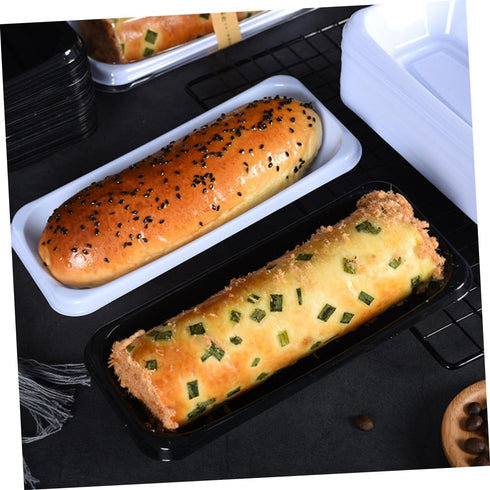 16pcs Packaging Creative Bread Box with Lid Black Rectangular Cake Storage Case for Bakery, Loaf Bread and Household