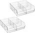 6 Closets, 2 Pack mDesign Plastic Home Office Wide Bin Organizer with Compartments for Cabinets, Drawers, Desks